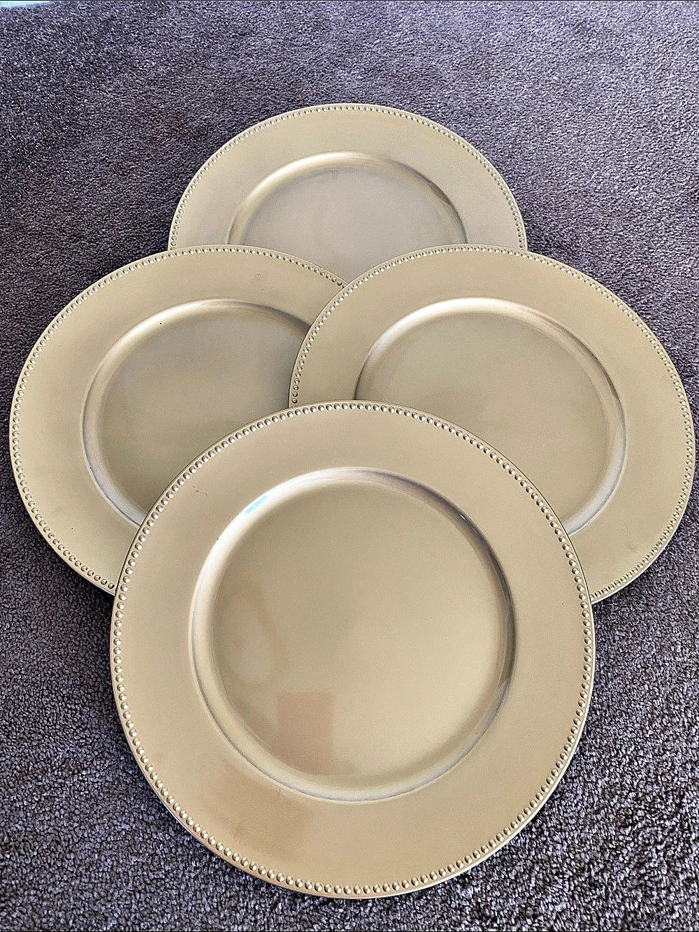Beaded Rim Charger Plates Gold Set of 4